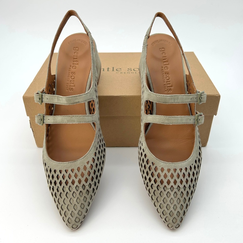 Mary Jane Pumps Gentle Souls by Kenneth Cole Gigi Womens Size 9.5 Sage Suede NEW - Picture 3 of 7